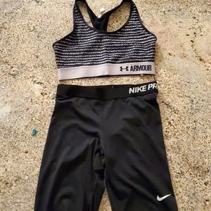 Workout outfit, size medium, UnderArmour, Nike